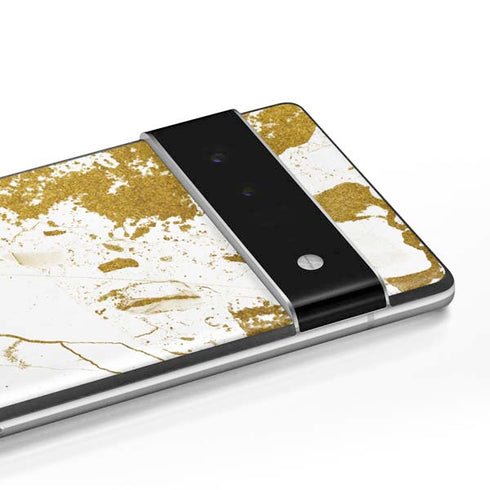 White Scattered Marble Google Pixel 6 Skin